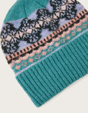 Fair Isle Beanie Hat, , large