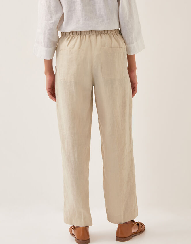 Jolie Short Wide Leg Linen Trousers, Natural (NATURAL), large
