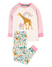 Frugi Giraffe Pyjama Set, White (WHITE), large
