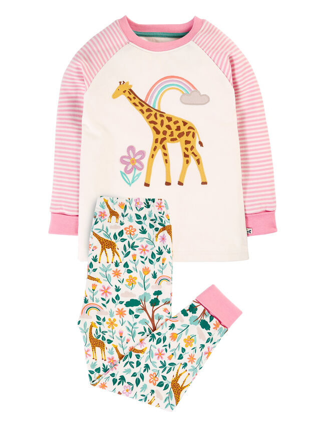 Frugi Giraffe Pyjama Set, White (WHITE), large