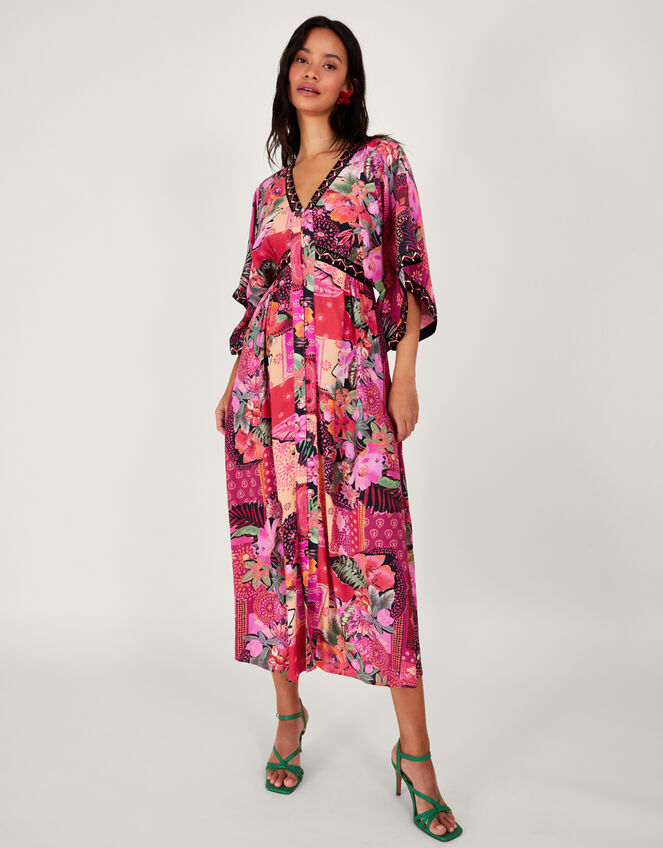 Anastasia Kimono Dress in Sustainable Viscose, Pink (PINK), large