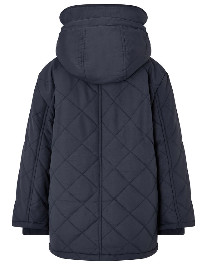 Quilted Coat with Hood, Blue (NAVY), large