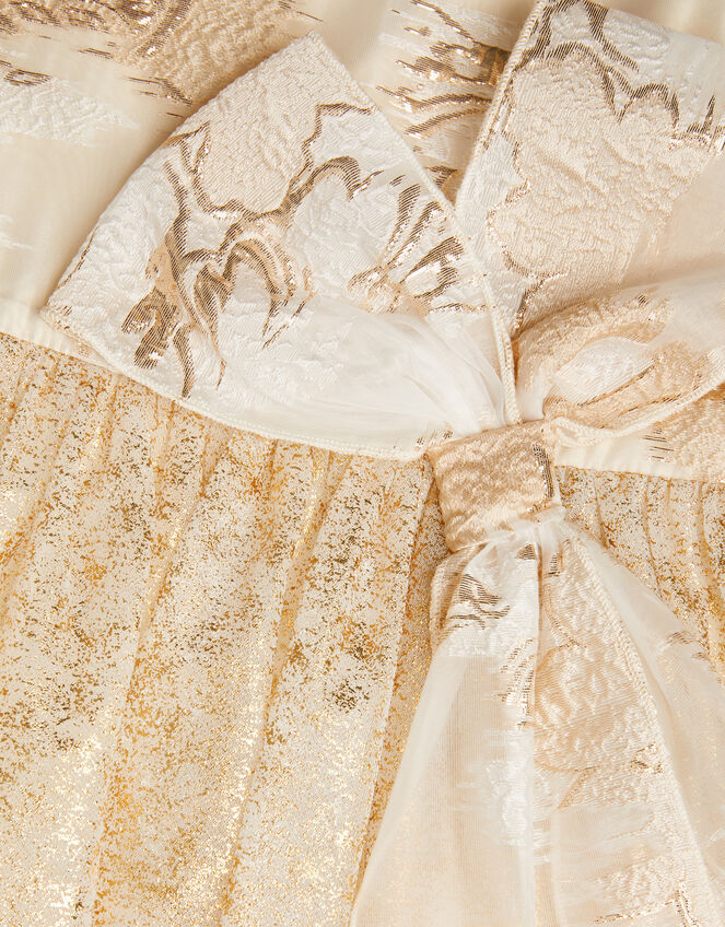 Bennie Bow Jacquard Dress, Gold (GOLD), large