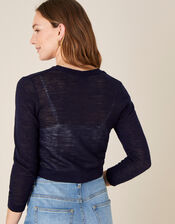 Button Shrug in Linen Blend, Blue (NAVY), large