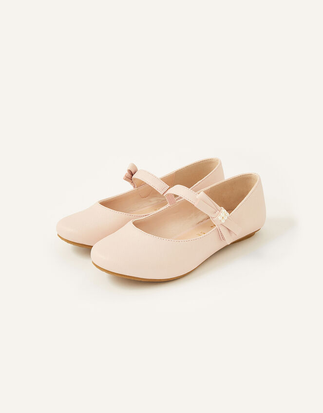 Shimmer Pearl Bow Ballerina Flats , Pink (PINK), large