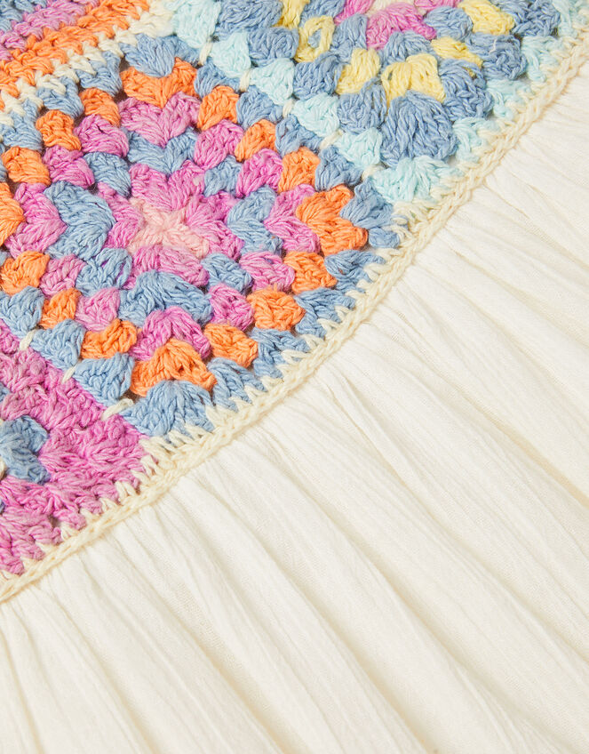 Crochet Sleeveless Dress, White (WHITE), large