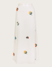 Piera Embroidered Midi Skirt, Ivory (IVORY), large