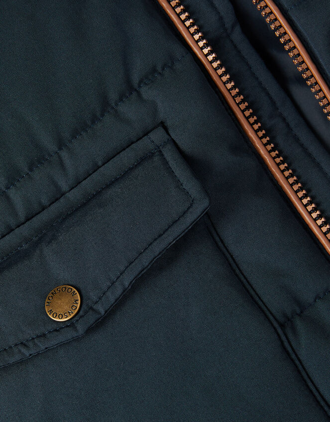 Mid Length Puffer Coat, Blue (NAVY), large