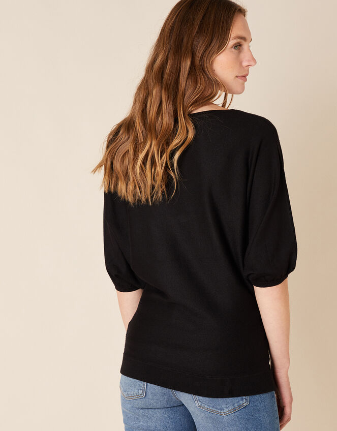 Pearl Knit Jumper with Sustainable Viscose, Black (BLACK), large