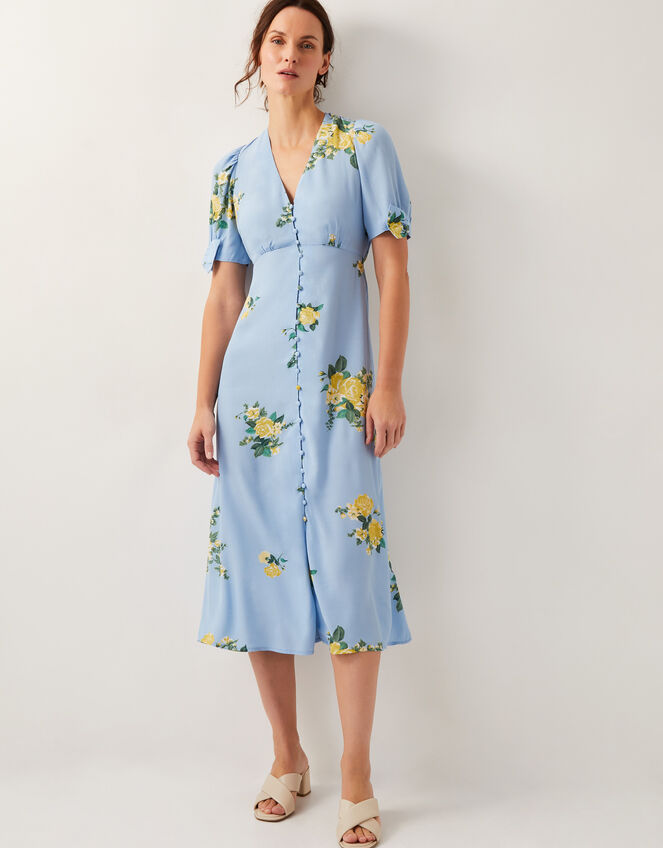 Sorcha Floral Tea Midi Dress, Blue (BLUE), large