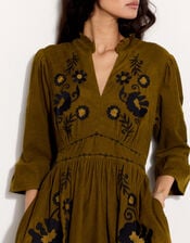 East Floral Embroidered Corduroy Maxi Dress, Green (GREEN), large