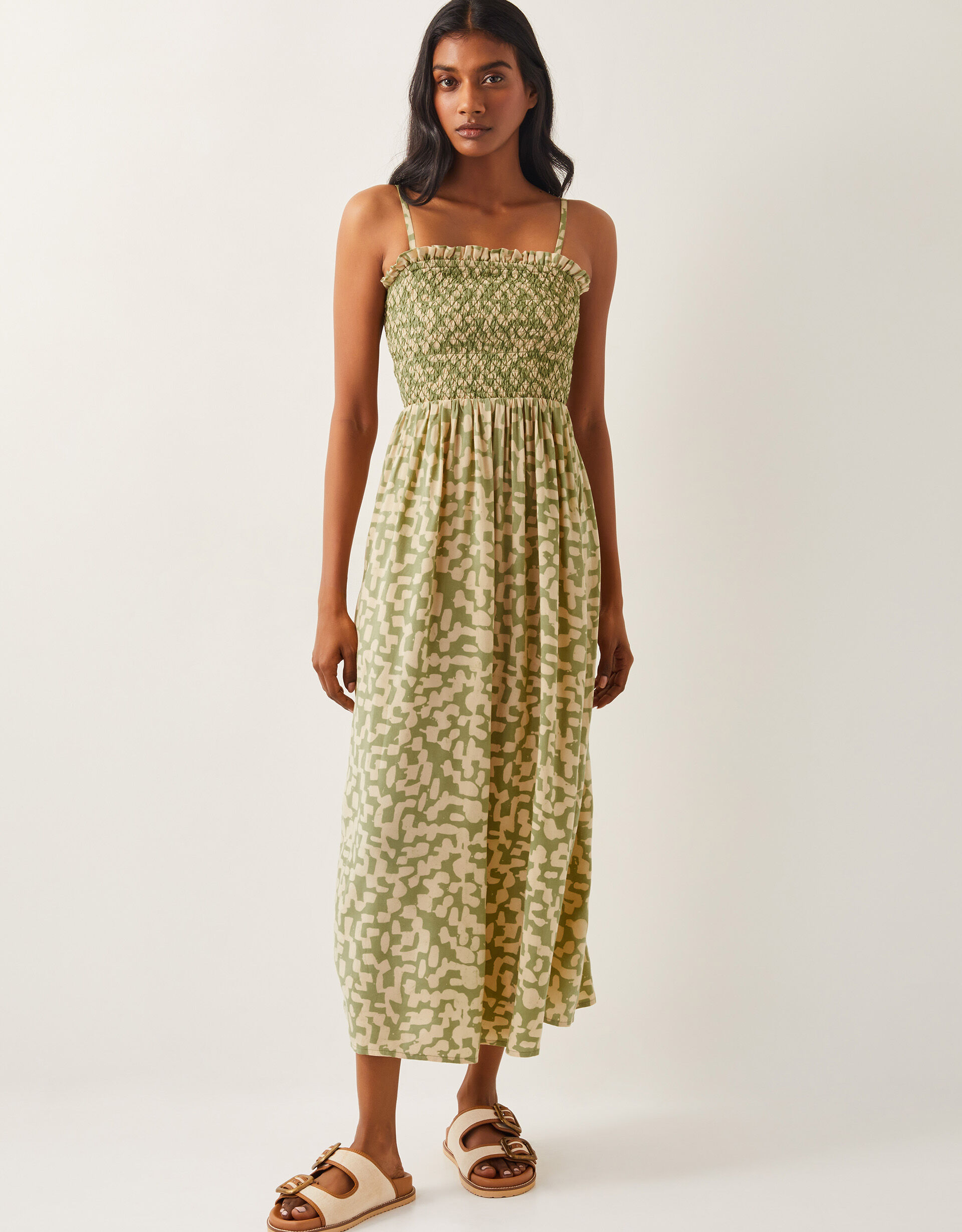 Ania Geometric Bandeau Dress Green