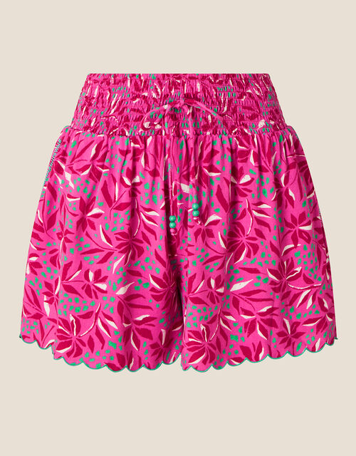 Floral Print Pull On Shorts in LENZING™ ECOVERO™, Pink (PINK), large
