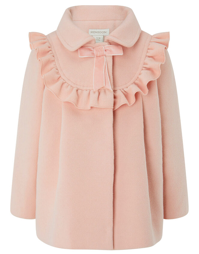 Baby Frill and Bow Coat, Pink (PALE PINK), large