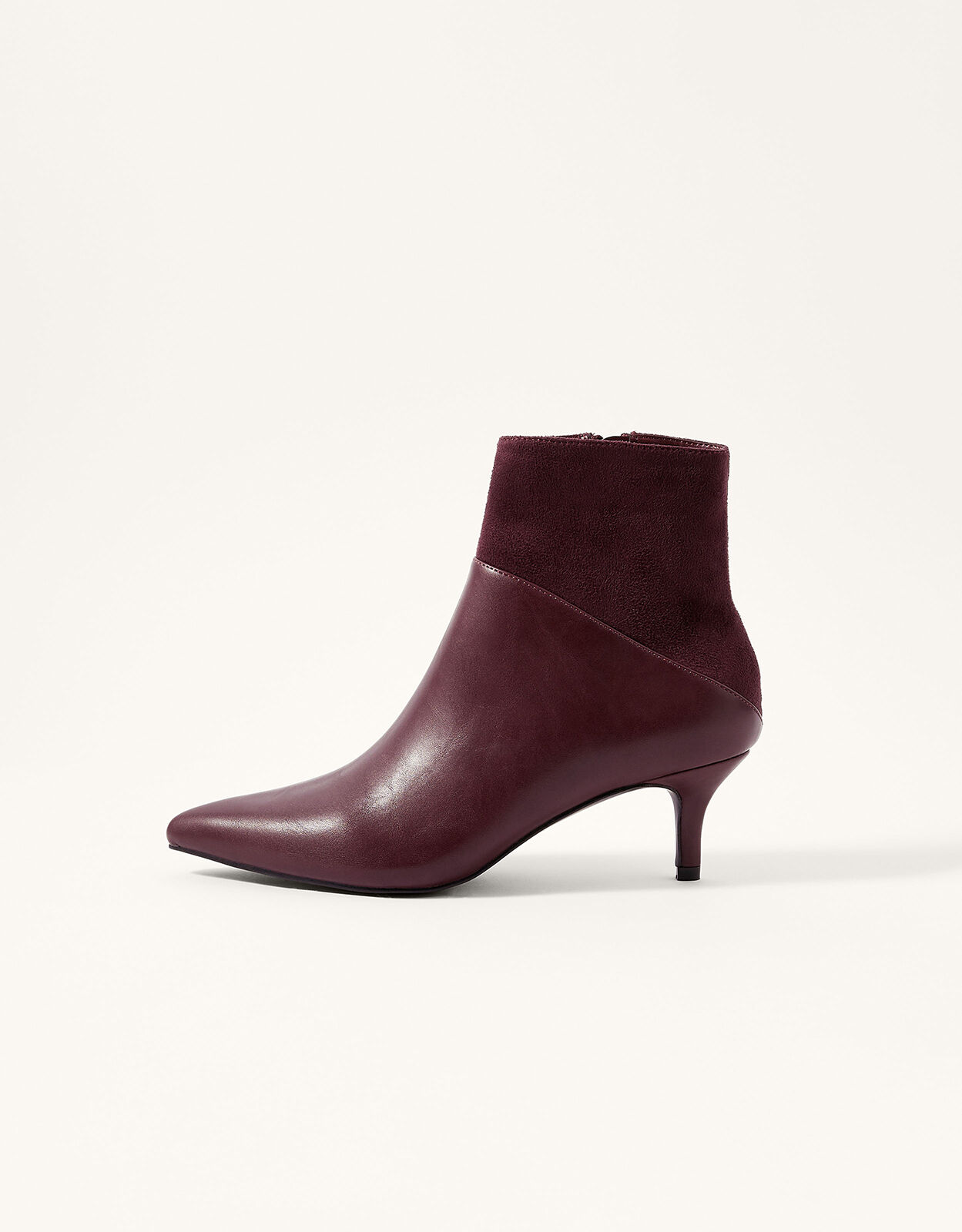 Burgundy kitten heel hotsell boots