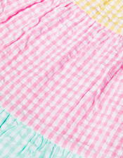 Baby Gingham Colour Block Dress, Multi (MULTI), large