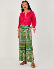 Loose Print Trousers in LENZING™ ECOVERO™, Green (KHAKI), large