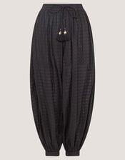 Nora Textured Cotton Balloon Trousers, Black (BLACK), large