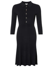 Harley Ribbed Knit Dress, Black (BLACK), large