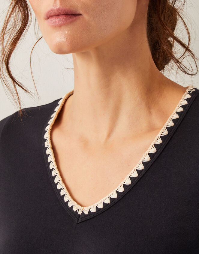 Tilly Trim Jersey T-Shirt , Black (BLACK), large