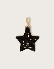 Star Print Leather Keyring, , large