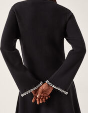 Tate Embellished Long Sleeve Knit Mini Dress, Blue (MIDNIGHT), large