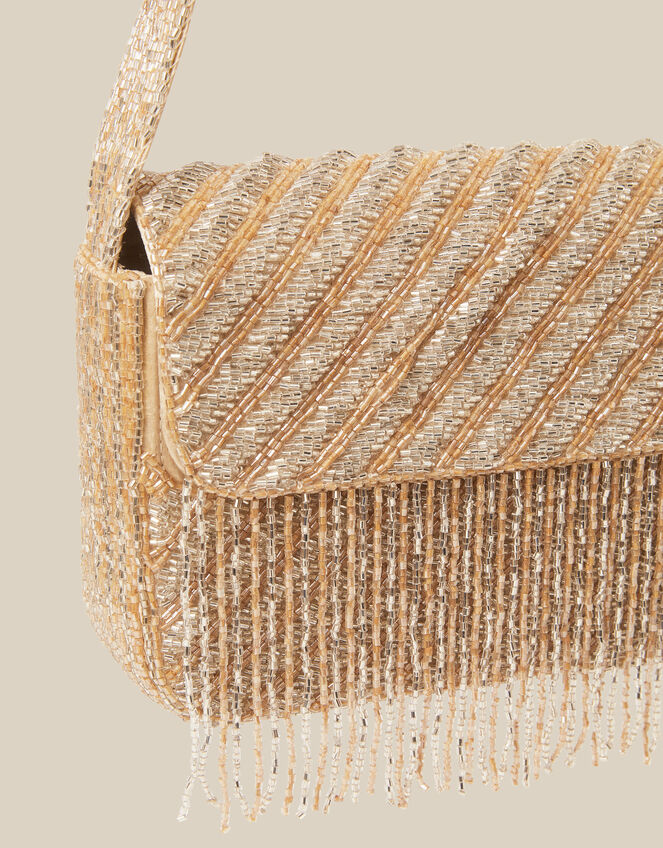 Fern Beaded Tassel Shoulder Bag, , large
