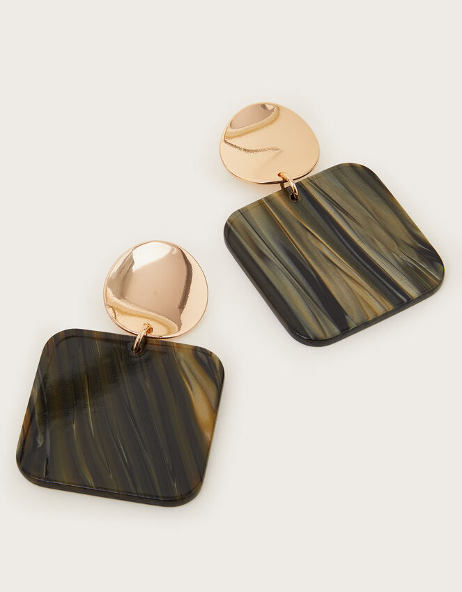 Square Marble Resin Drop Earrings, , large