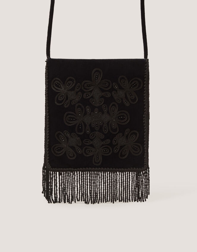 Dori Embroidered Fringe Crossbody Bag, , large