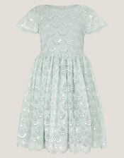 Carly Sparkle Scallop Ruffle Party Dress, Teal (TEAL), large