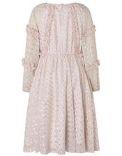 Vienne Pink Metallic Spot Chiffon Dress, Pink (PINK), large