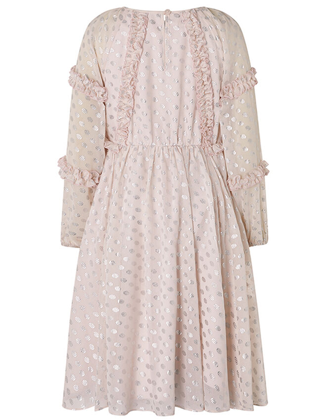 Vienne Pink Metallic Spot Chiffon Dress, Pink (PINK), large