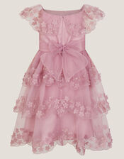 Rebecca Appliqu&eacute; Scallop Tiered Party Dress, DARK PINK, large