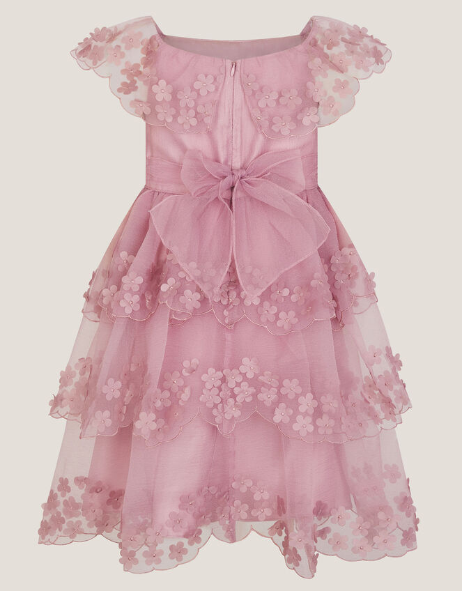 Rebecca Appliqu&eacute; Scallop Tiered Party Dress, DARK PINK, large