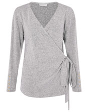 LOUNGE Jules Wrap Top, Grey (GREY), large