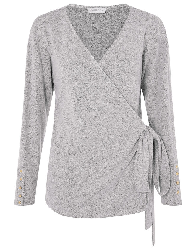 LOUNGE Jules Wrap Top, Grey (GREY), large