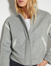 Elodie Stitch Bomber Jacket, Grey (GREY), large
