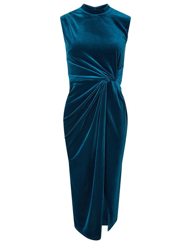 Shelby Twist Velvet Shift Dress, Teal (TEAL), large