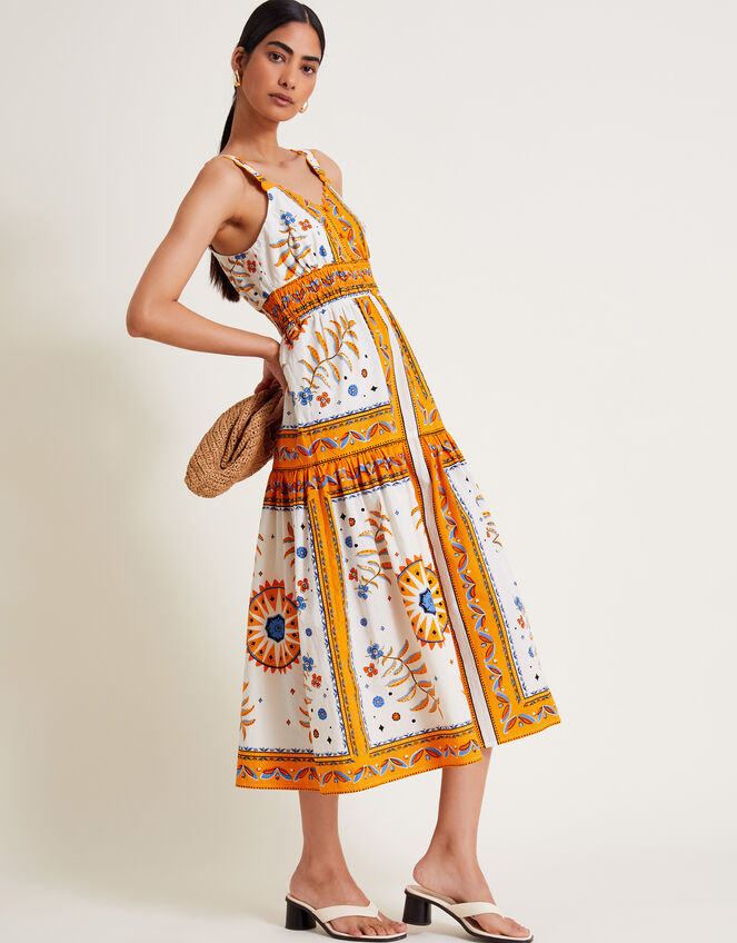Anya Border Print Dress, Yellow (YELLOW), large