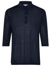 Hannah Henley Collar Top, Blue (NAVY), large