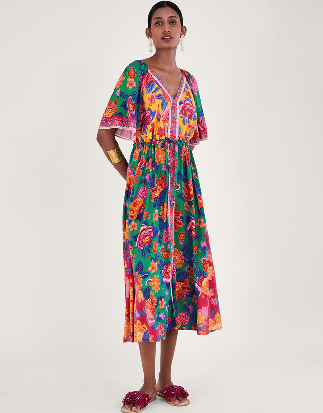 Contrast Floral Print Dress in LENZING™ ECOVERO™ Orange | Day Dresses ...