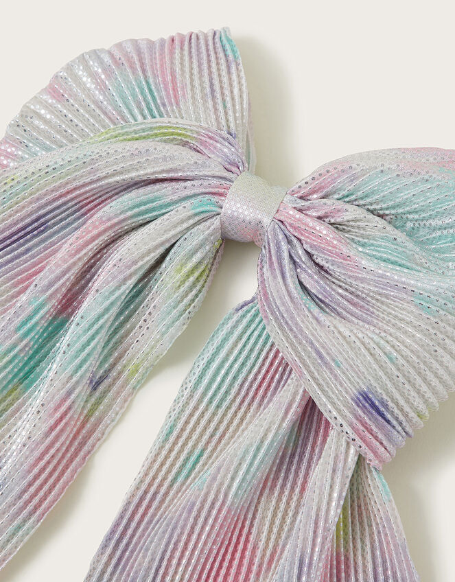 Rainbow Pleat Hair Bow Clip, , large