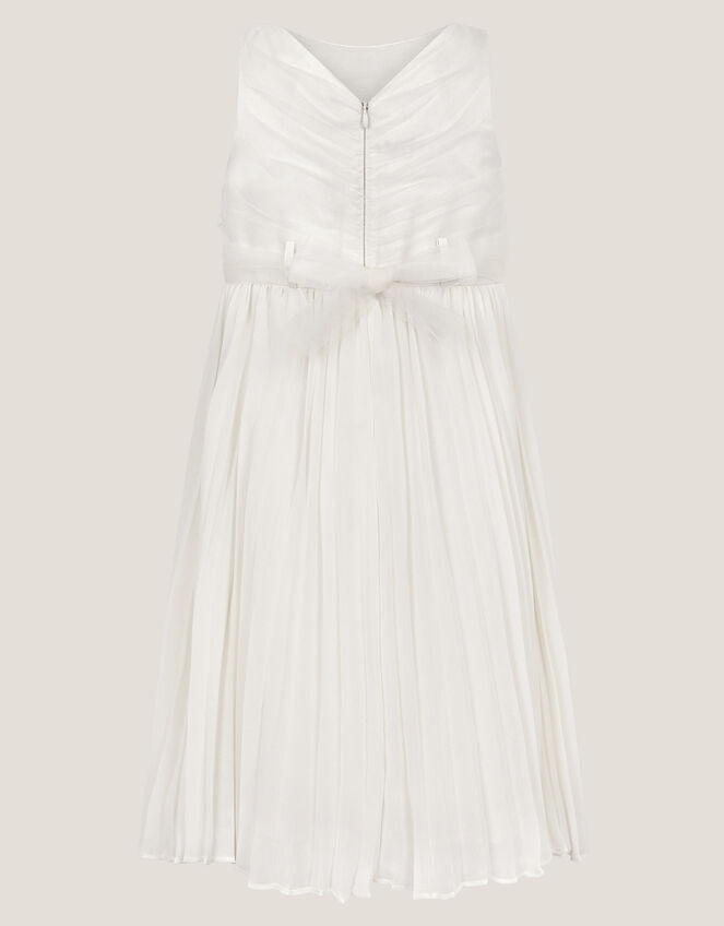 Delores Applique Floral Pleat Dress, Ivory (IVORY), large