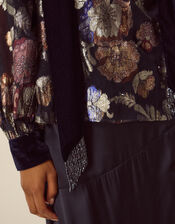 Hattie Metallic Jacquard Blouse, Blue (NAVY), large