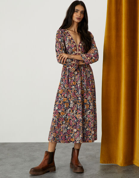 Rayna Patch Print Midi Dress Multi, Multi (MULTI), large