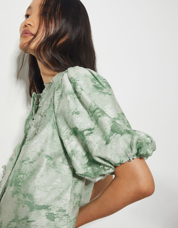 Jade Puff Sleeve Top Green main image 1