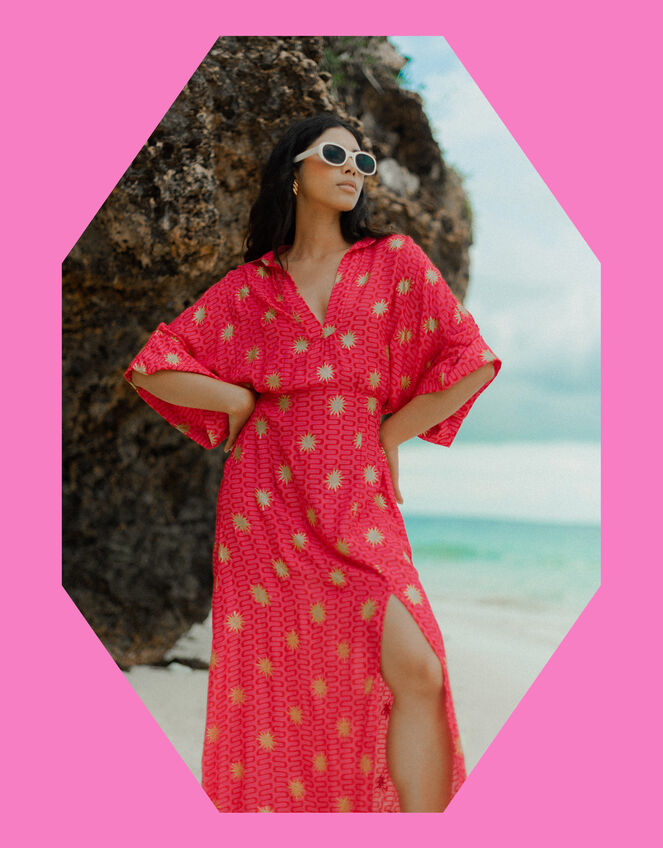 Sundress Soidee Sun Print Midi Dress, Pink (PINK), large