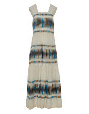 Devotion Twins Elegant Jacquard Maxi Dress, Natural (NATURAL), large