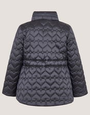 Heart Quilted Shower Resistant Coat, Blue (BLUE), large