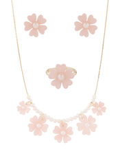 Resin Flower and Pearl Jewellery Set, , large